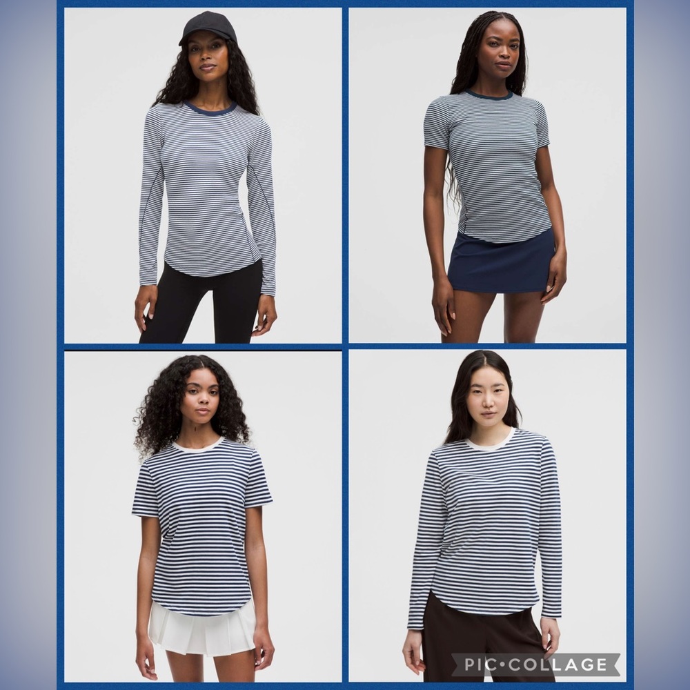 Lululemon Lot of 4: Club Blue/White Stripe Size 4
